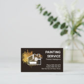 Gold Paint Splatter Home Brush Visitekaartje (Staand voorkant)