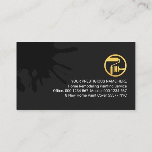 Gold Paint Splatter Home Painting Visitekaartje (Achterkant)