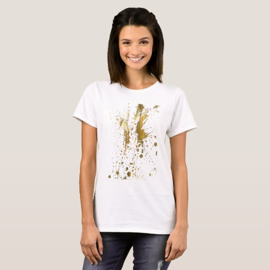 Gold Paint Splatter T-Shirt (Voorkant volledig)