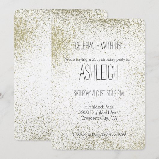 Gold Paint Splatter verjaardag Kaart (Voorkant / Achterkant)