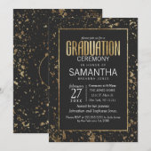 Gold Paint Spletters Afstuderen Ceremony Kaart (Voorkant / Achterkant)