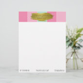 Gold Paint Stroke Colorful Mint Pink Stripes Briefhoofd Ontwerp (Staand voorkant)