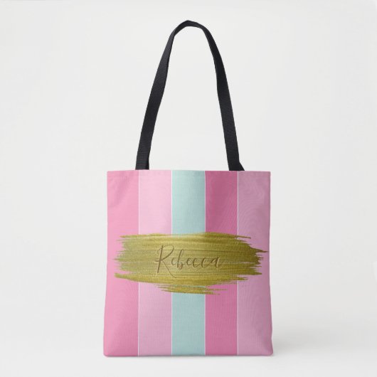 Gold Paint Stroke Colorful Stripes - Canvas tas (Voorkant)