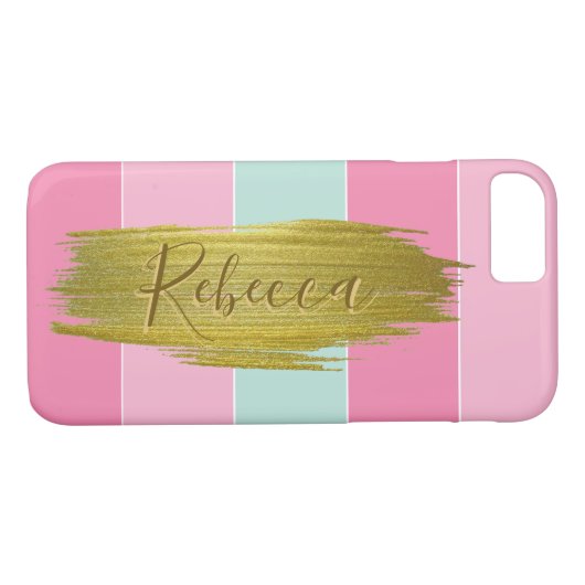 Gold Paint Stroke Colorful Stripes - iPhone Case (Achterkant (Horizontaal))