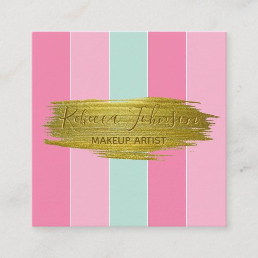 Gold Paint Stroke Colorful Stripes - Visitekaartje (Voorkant)