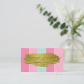 Gold Paint Stroke Colorful Stripes - Visitekaartje (Staand voorkant)