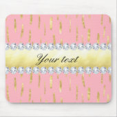 Gold Paint Strokes en Diamonds Roze Muismat (Voorkant)