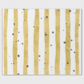 Gold Painted Stripes Black Waterverf Stip Pattern Cadeaupapier (Vlak)