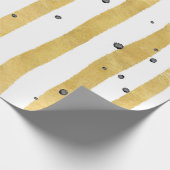Gold Painted Stripes Black Waterverf Stip Pattern Cadeaupapier (Hoek)