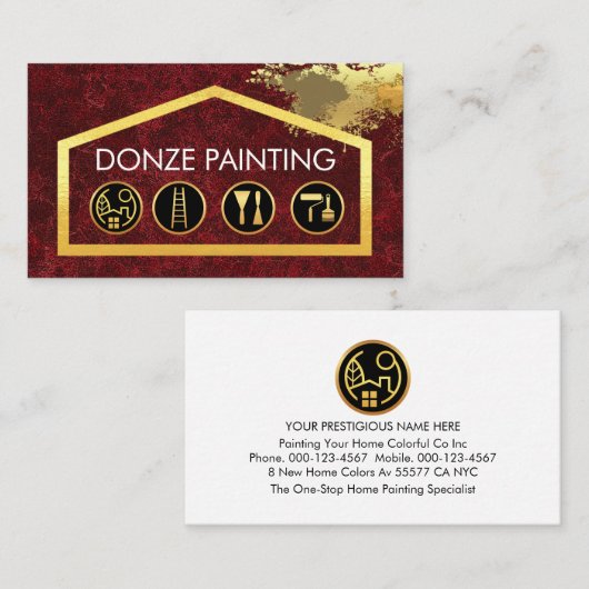 Gold Painting Tools On Building Frame Visitekaartje (Voorkant / Achterkant)