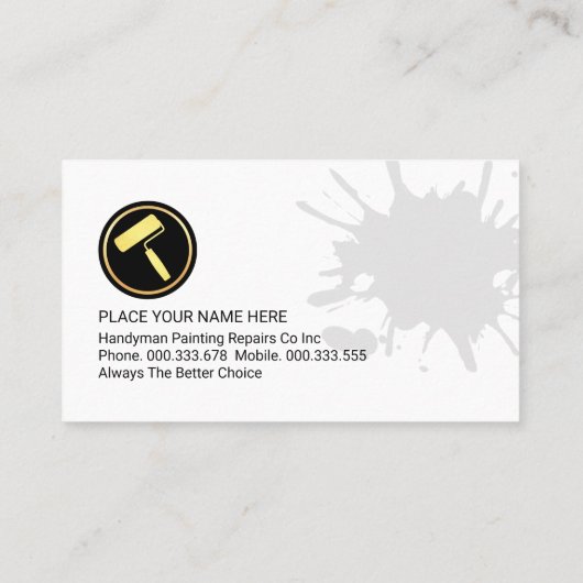 Gold Painting Tools On Paint Splatter Visitekaartje (Achterkant)