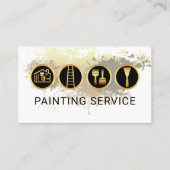 Gold Painting Tools On Paint Splatter Visitekaartje (Voorkant)
