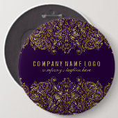 Gold Paisley Aangepaste Paarse achtergrond Ronde Button 6,0 Cm (Voorkant /achterkant)