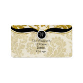 Gold Paisley Damask Adresetiketten Etiket (Voorkant)