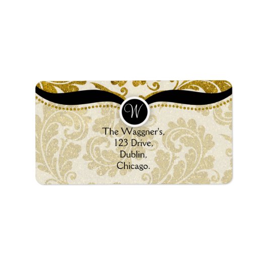 Gold Paisley Damask Adresetiketten Etiket (Voorkant)