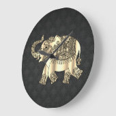 Gold Paisley Floral Elephant, Black Damask Grote Klok (Hoek)