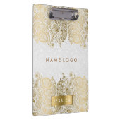 Gold Paisley-kant met witte achtergrond Klembord (Rechts)