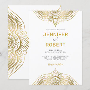 Gold paisley lace mandala kaart