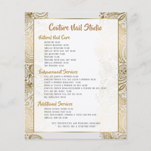 Gold Paisley Lace & Modern Typografie Flyer (Voorkant)