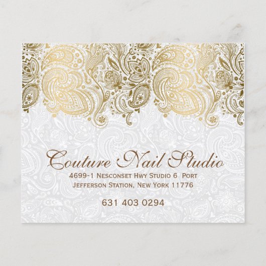 Gold paisley Lace White Achtergrond Flyer (Achterkant)