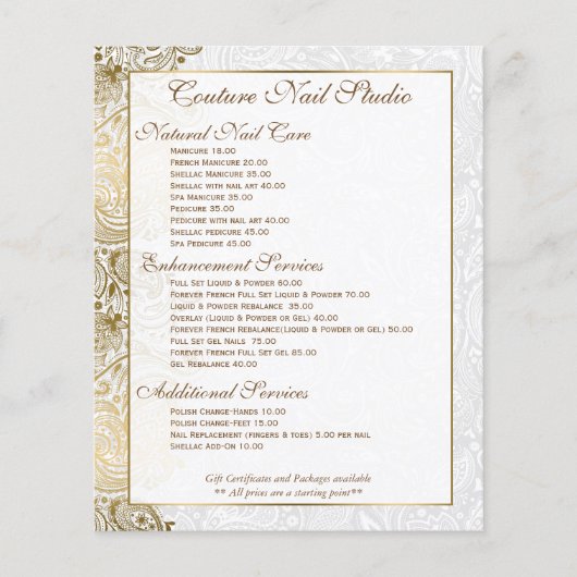 Gold paisley Lace White Achtergrond Flyer (Voorkant)
