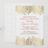 Gold Paisley Lace White DamasUitnodiging Kaart (Voorkant / Achterkant)