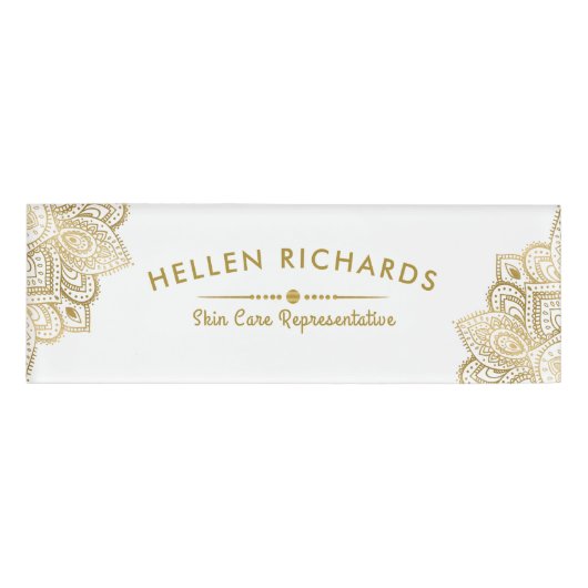 Gold Paisley Mandala Naambadge (Voorkant)