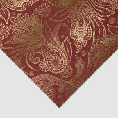 Gold  Paisley over Burgundy Red Background Tissuepapier (Detail)