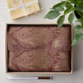 Gold  Paisley over Burgundy Red Background Tissuepapier (Geschenk)