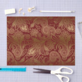 Gold  Paisley over Burgundy Red Background Tissuepapier (Craft)
