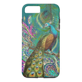 Gold Paisley Peacock & Feathers iPhone 16 Plus Hoesje
