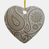 Gold Paisley Print kerstversiering Keramisch Ornament (Voorkant)