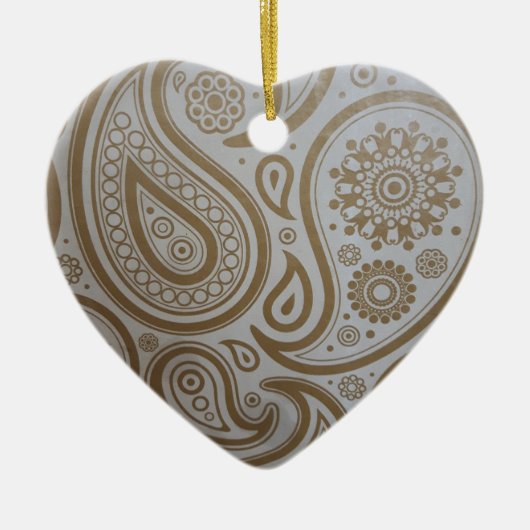 Gold Paisley Print kerstversiering Keramisch Ornament (Voorkant)