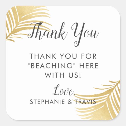 Gold Palm Beach Dank u Hotel Favor Label (Voorkant)