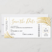 Gold Palm Boarding Pass Beach Save the Date (Voorkant)