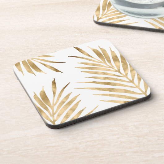 Gold Palm Fronds Bier Onderzetter (Linkerzijde)