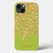 Gold Palm Fronds Name Persoonlijke Chartreuse Case-Mate iPhone Case (Achterkant)