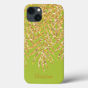 Gold Palm Fronds Name Persoonlijke Chartreuse Case-Mate iPhone Case