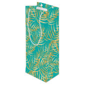 Gold Palm Fronds op Turquoise Wijn Cadeautas (Achterkant Gekanteld)