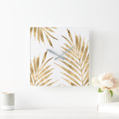 Gold Palm Fronds Vierkante Klok (Huis)