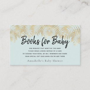 Gold Palm Green Baby shower Book Request Visitekaartje