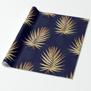 Gold Palm laat Navy-Blue Artwork Hoesje-Mate iPhon Cadeaupapier