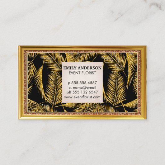 Gold Palm Leaf Pattern Visitekaartje (Achterkant)