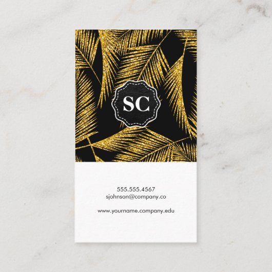 Gold Palm Leaf Pattern Visitekaartje (Achterkant)