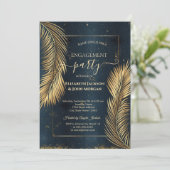 Gold Palm Leaves Beach Verloving Kaart (Staand voorkant)