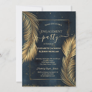 Gold Palm Leaves Beach Verloving Kaart