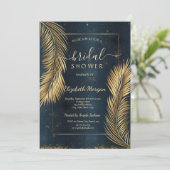 Gold Palm Leaves Beach Vrijgezellenfeest Kaart (Staand voorkant)