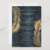 Gold Palm Leaves Beach Wedding Kaart (Voorkant)