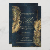 Gold Palm Leaves Beach Wedding Kaart (Voorkant / Achterkant)