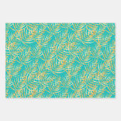 Gold Palm Leaves op Turquoise Inpakpapier Vel (Voorkant)
